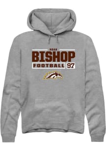 Noah Bishop Rally Mens Grey Western Michigan Broncos NIL Stacked Box Hooded Sweatshirt
