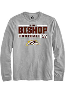 Noah Bishop  Western Michigan Broncos Grey Rally Football NIL Stacked Box Long Sleeve T Shirt
