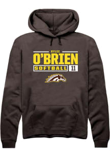 Rylee O'Brien Rally Mens Brown Western Michigan Broncos NIL Stacked Box Hooded Sweatshirt