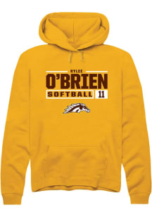 Rylee O'Brien Rally Mens Gold Western Michigan Broncos NIL Stacked Box Hooded Sweatshirt