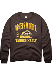 Tanner Mally Rally Mens Brown Western Michigan Broncos NIL Arch Logo Crew Sweatshirt