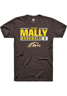 Tanner Mally Brown Western Michigan Broncos NIL Stacked Box Short Sleeve T Shirt