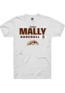 Tanner Mally White Western Michigan Broncos NIL Stacked Box Short Sleeve T Shirt