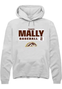 Tanner Mally Rally Mens White Western Michigan Broncos NIL Stacked Box Hooded Sweatshirt