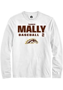 Tanner Mally Rally Mens White Western Michigan Broncos NIL Stacked Box Tee