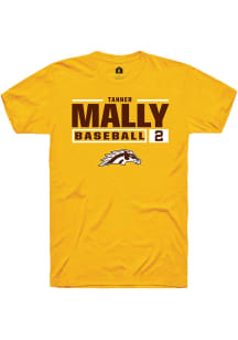 Tanner Mally Gold Western Michigan Broncos NIL Stacked Box Short Sleeve T Shirt