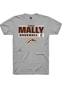 Tanner Mally Grey Western Michigan Broncos NIL Stacked Box Short Sleeve T Shirt