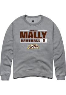 Tanner Mally Rally Mens Grey Western Michigan Broncos NIL Stacked Box Crew Sweatshirt