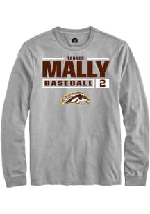 Tanner Mally Rally Mens Grey Western Michigan Broncos NIL Stacked Box Tee