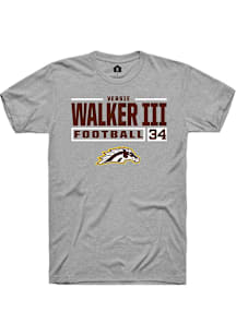 Versie Walker III  Western Michigan Broncos Grey Rally Football NIL Stacked Box Short Sleeve T Shi..