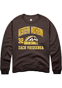 Zach Vriesenga  Rally Western Michigan Broncos Mens Brown NIL Arch Logo Long Sleeve Crew Sweatshir..