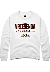 Zach Vriesenga  Rally Western Michigan Broncos Mens White NIL Stacked Box Long Sleeve Crew Sweatsh..