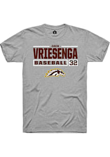Zach Vriesenga  Western Michigan Broncos Grey Rally NIL Stacked Box Short Sleeve T Shirt