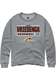 Zach Vriesenga  Rally Western Michigan Broncos Mens Grey NIL Stacked Box Long Sleeve Crew Sweatshi..