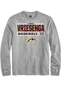 Zach Vriesenga  Western Michigan Broncos Grey Rally NIL Stacked Box Long Sleeve T Shirt