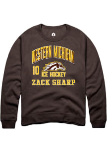 Zack Sharp Rally Mens Brown Western Michigan Broncos NIL Arch Logo Crew Sweatshirt