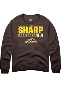 Zack Sharp Rally Mens Brown Western Michigan Broncos NIL Stacked Box Crew Sweatshirt