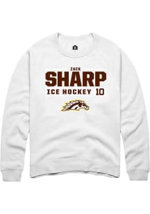 Zack Sharp Rally Mens White Western Michigan Broncos NIL Stacked Box Crew Sweatshirt