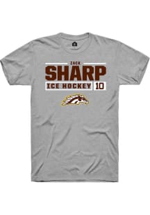 Zack Sharp Grey Western Michigan Broncos NIL Stacked Box Short Sleeve T Shirt