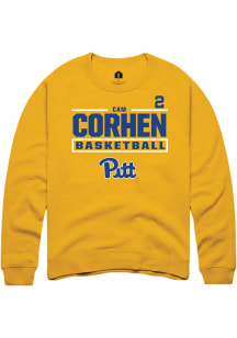 Cam Corhen Rally Mens Gold Pitt Panthers NIL Stacked Box Crew Sweatshirt