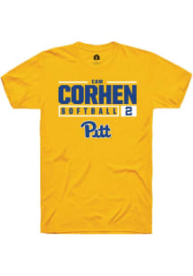 Cam Corhen Gold Pitt Panthers NIL Stacked Box Short Sleeve T Shirt