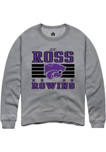Izzy Ross Rally Mens Grey K-State Wildcats NIL Striped Crew Sweatshirt