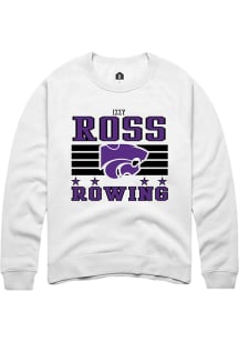 Izzy Ross Rally Mens White K-State Wildcats NIL Striped Crew Sweatshirt