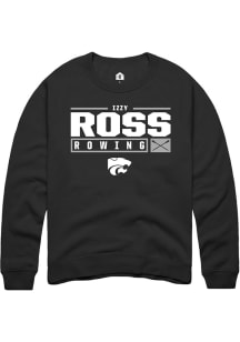 Izzy Ross Rally Mens Black K-State Wildcats NIL Stacked Box Crew Sweatshirt