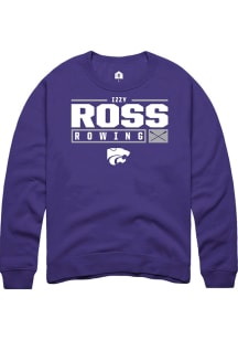 Izzy Ross Rally Mens Purple K-State Wildcats NIL Stacked Box Crew Sweatshirt