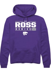 Izzy Ross Rally Mens Purple K-State Wildcats NIL Stacked Box Hooded Sweatshirt
