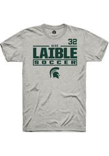 Alec Laible Ash Michigan State Spartans NIL Stacked Box Short Sleeve T Shirt