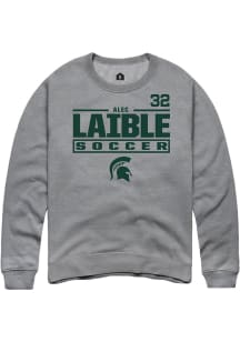 Alec Laible Rally Mens Graphite Michigan State Spartans NIL Stacked Box Crew Sweatshirt