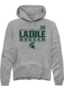 Alec Laible Rally Mens Graphite Michigan State Spartans NIL Stacked Box Hooded Sweatshirt