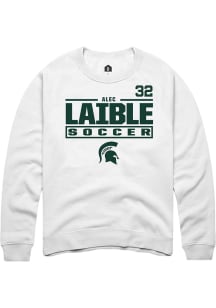 Alec Laible Rally Mens White Michigan State Spartans NIL Stacked Box Crew Sweatshirt