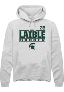 Alec Laible Rally Mens White Michigan State Spartans NIL Stacked Box Hooded Sweatshirt
