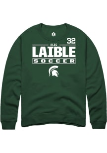 Alec Laible Rally Mens Green Michigan State Spartans NIL Stacked Box Crew Sweatshirt