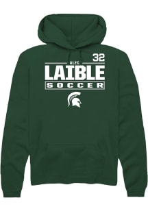 Alec Laible Rally Mens Green Michigan State Spartans NIL Stacked Box Hooded Sweatshirt