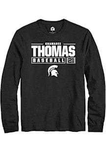 Khamaree Thomas  Michigan State Spartans Black Rally NIL Stacked Box Long Sleeve T Shirt
