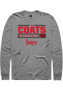 TJ Coats Rally Mens Graphite Nebraska Cornhuskers NIL Stacked Box Tee