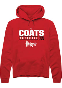 TJ Coats Rally Mens Red Nebraska Cornhuskers NIL Stacked Box Hooded Sweatshirt