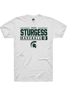 Isaac Sturgess  Michigan State Spartans White Rally NIL Stacked Box Short Sleeve T Shirt