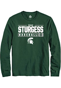 Isaac Sturgess  Michigan State Spartans Green Rally NIL Stacked Box Long Sleeve T Shirt
