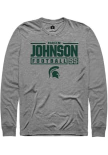 Rakeem Johnson Rally Mens Graphite Michigan State Spartans NIL Stacked Box Tee