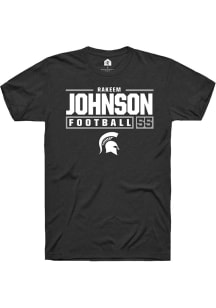 Rakeem Johnson Black Michigan State Spartans NIL Stacked Box Short Sleeve T Shirt