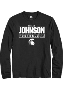 Rakeem Johnson Rally Mens Black Michigan State Spartans NIL Stacked Box Tee