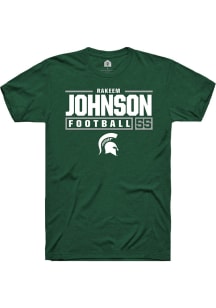 Rakeem Johnson Green Michigan State Spartans NIL Stacked Box Short Sleeve T Shirt