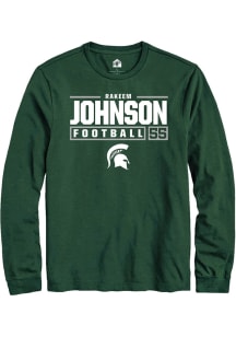 Rakeem Johnson Rally Mens Green Michigan State Spartans NIL Stacked Box Tee