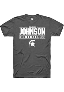 Rakeem Johnson Grey Michigan State Spartans NIL Stacked Box Short Sleeve T Shirt