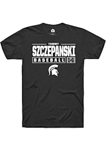 Tommy Szczepanski  Michigan State Spartans Black Rally NIL Stacked Box Short Sleeve T Shirt