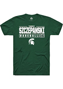 Tommy Szczepanski  Michigan State Spartans Green Rally NIL Stacked Box Short Sleeve T Shirt